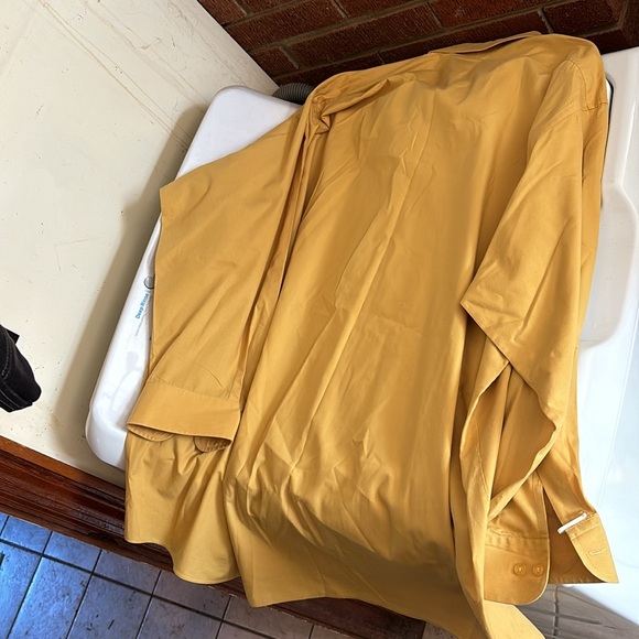 Lucasini Gold Long Sleeves Button Dress Shirt Single Needle Tailoring 22 34/35 - Picture 13 of 16